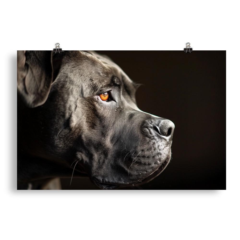 Cane Corso Side Profile in Shadow Portrait Poster - Oh Posters