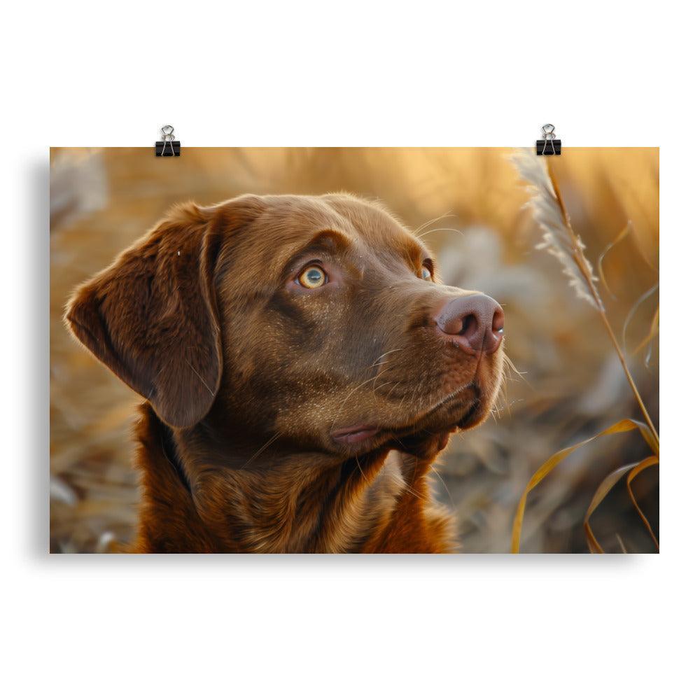 Chesapeake Bay Retriever Autumn Field Portrait Poster - Oh Posters