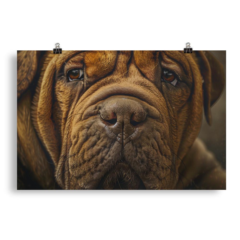 Chinese Shar-Pei Close-Up Wrinkled Face Portrait Poster - Oh Posters