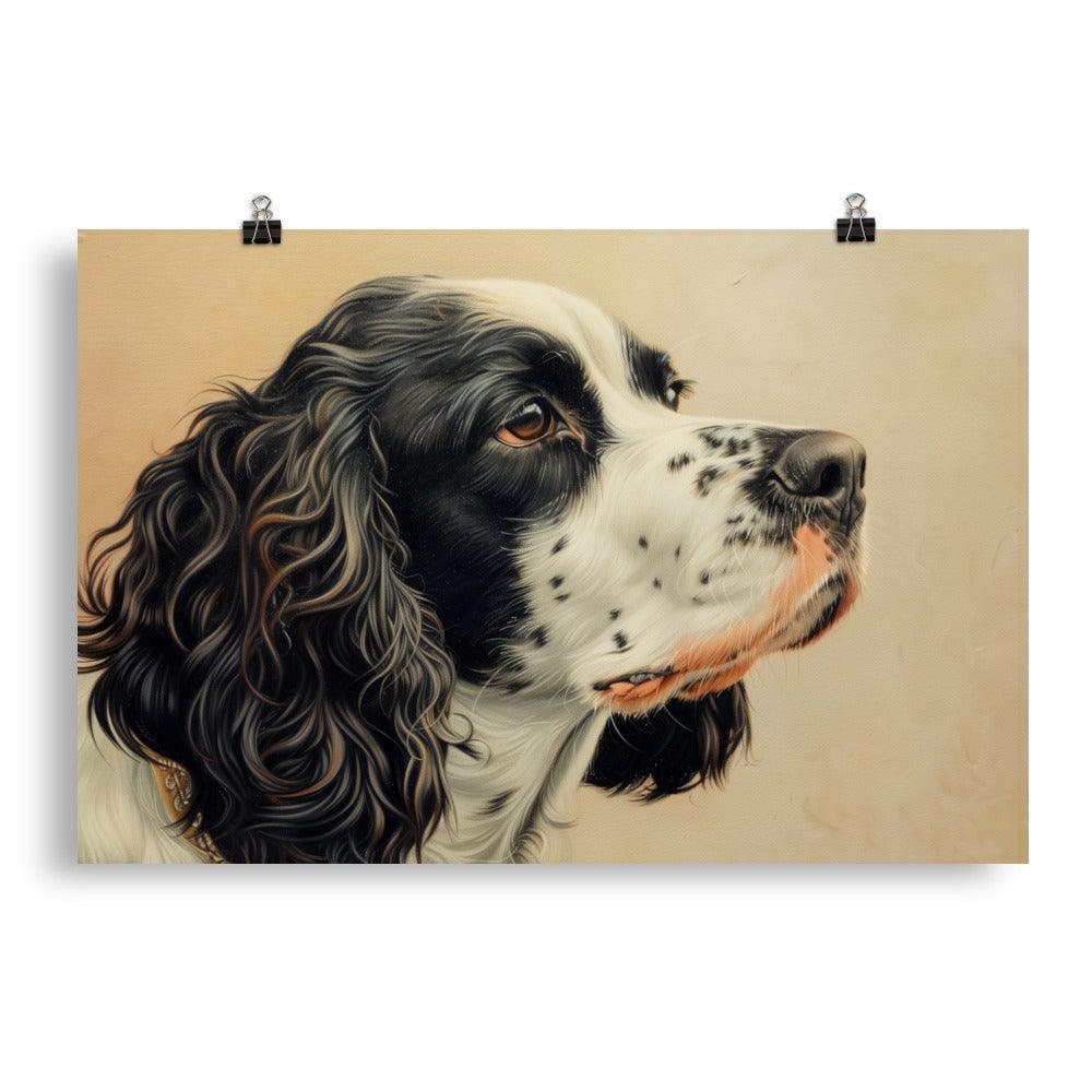 English Springer Spaniel Realistic Painting Side Profile Poster - Oh Posters