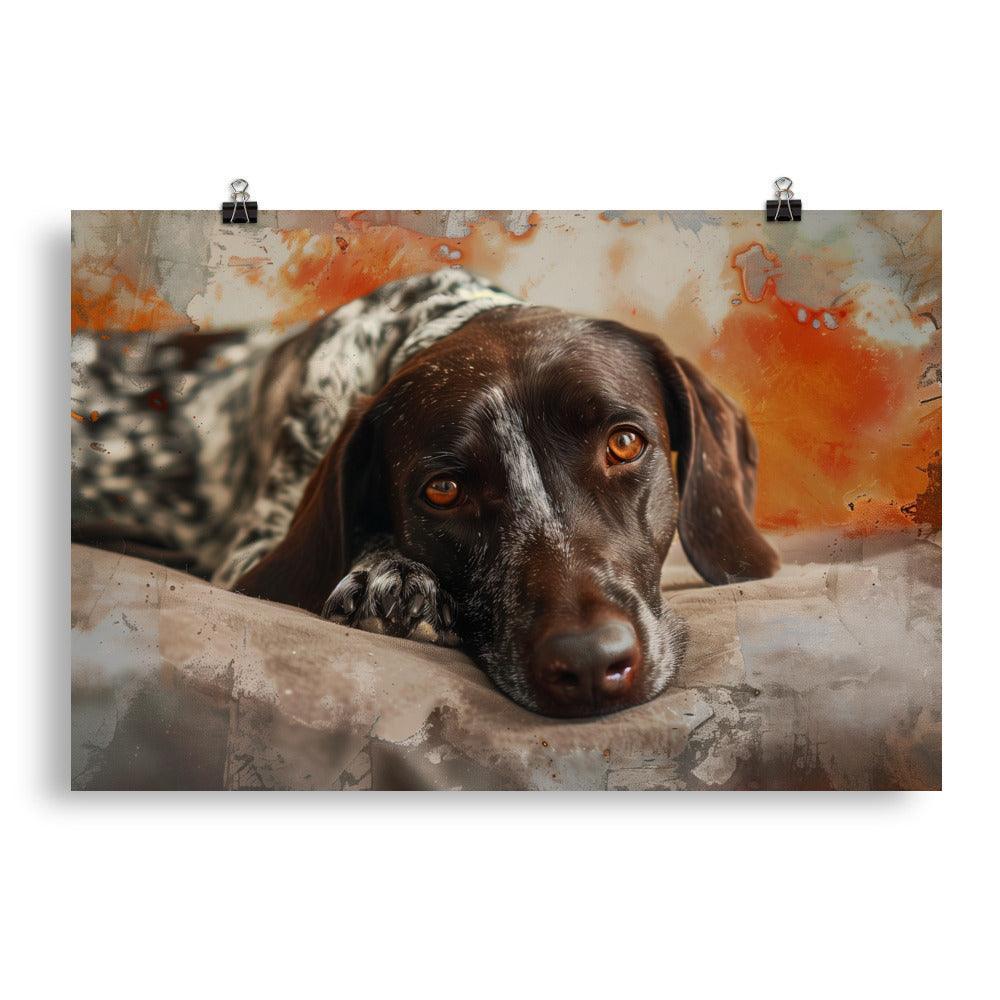 German Shorthaired Pointer Resting on Artistic Background Poster - Oh Posters