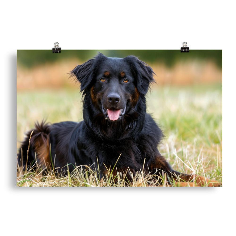 Hovawart Dog Relaxing in Field Photograph Poster - Oh Posters