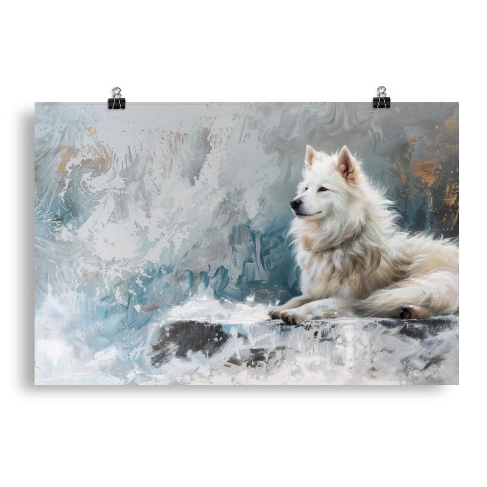 Icelandic Sheepdog Winter Landscape Painting Poster - Oh Posters