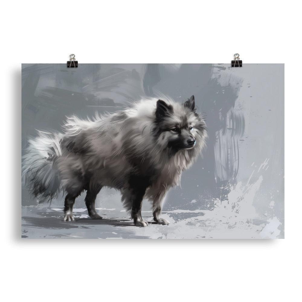 Keeshond in Winter Abstract Art Poster - Oh Posters