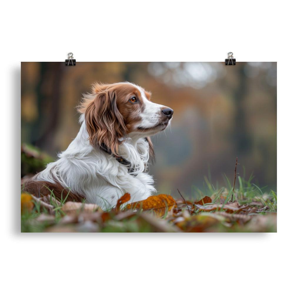 Kooikerhondje Resting in Autumn Leaves Photograph Poster - Oh Posters