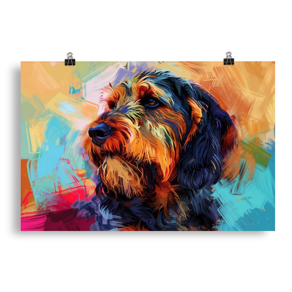 Otterhound Abstract Colorful Dog Art with Vibrant Background Poster - Oh Posters