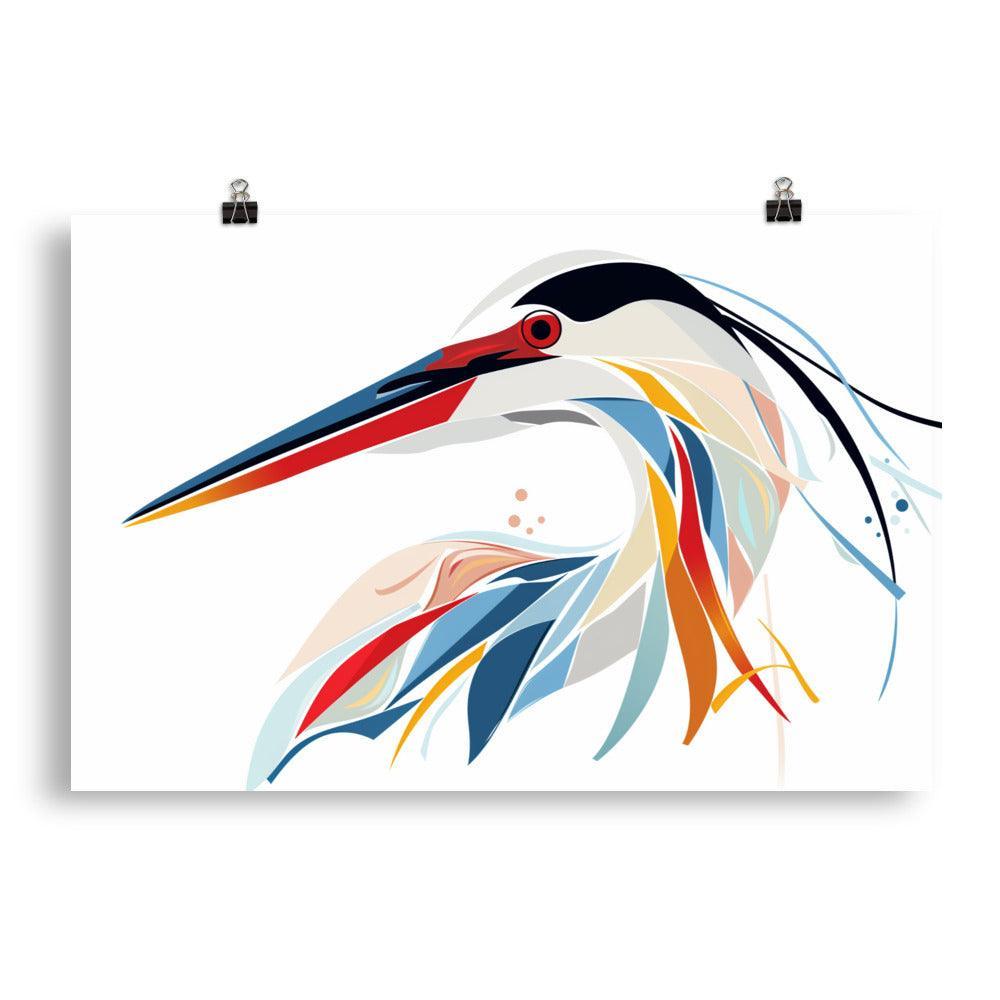 Egret Vibrant Abstract Design Art Poster - Oh Posters