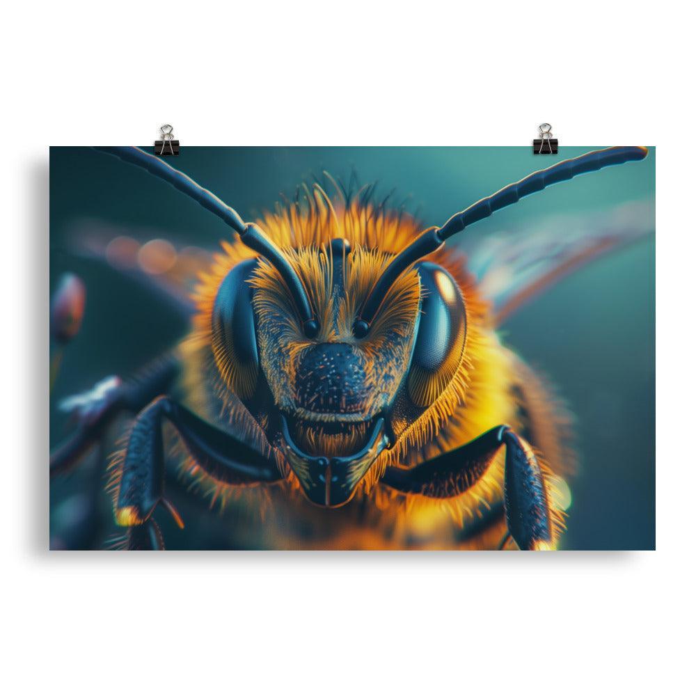 Macro Honeybee Closeup Detailed Insect Photography Poster - Oh Posters