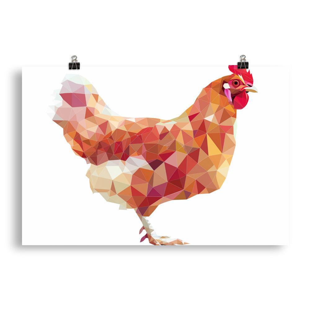 Chicken Low Poly Geometric Art Poster - Oh Posters