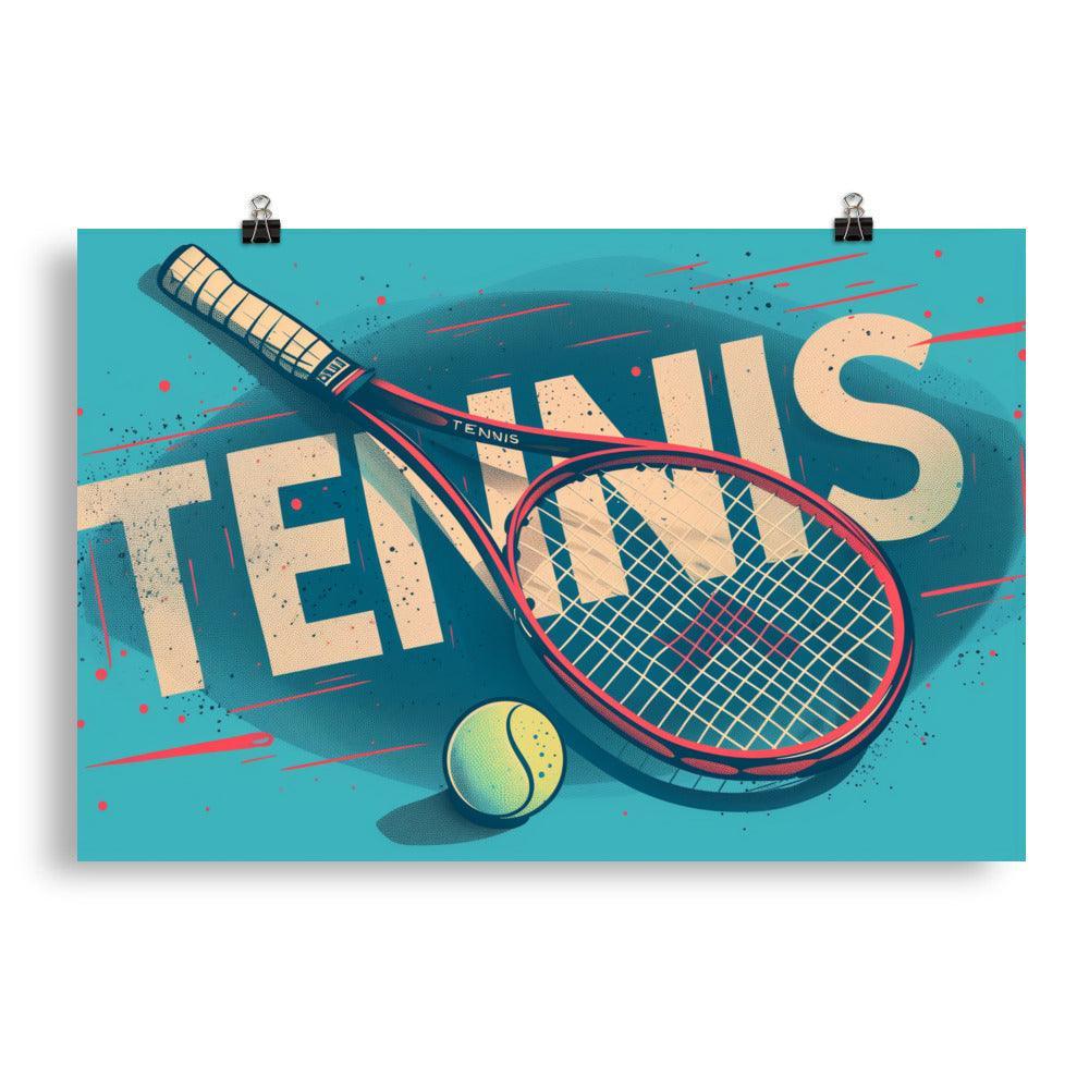 Tennis Racket and Ball Retro Sports Graphic Poster - Oh Posters