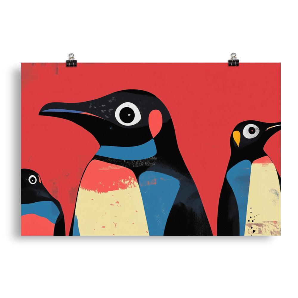 Colorful Penguin Trio Modern Pop Art Design Poster - Oh Posters