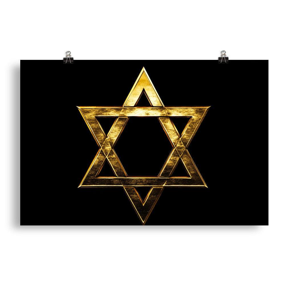 Golden Star of David Jewish Symbol Art Poster - Oh Posters