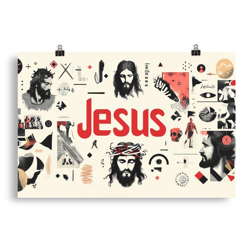 Jesus Modern Minimalist Spiritual Collage Art Poster - Oh Posters