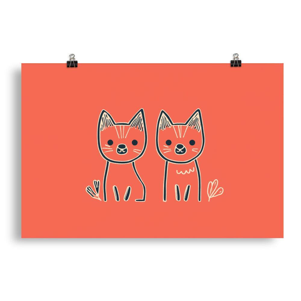 Cartoon Minimalist Dingos Digital Illustration Poster - Oh Posters