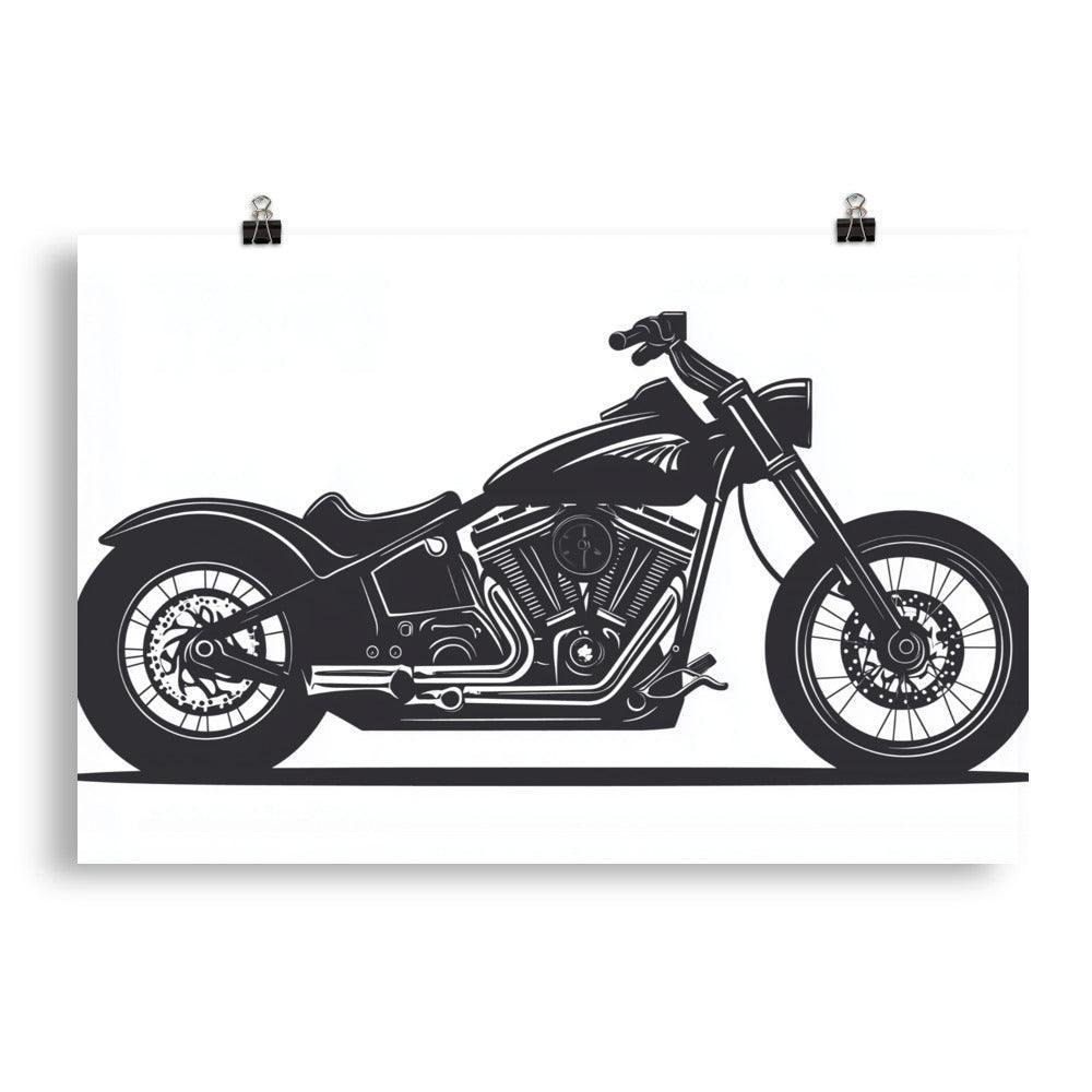Retro Style Motorcycle Line Art Illustration Poster - Oh Posters
