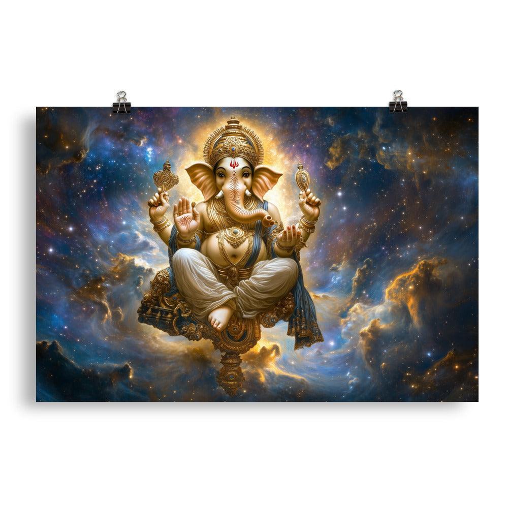 Cosmic Ganesh in a Starry Universe Fantasy Divine Art Poster - Oh Posters