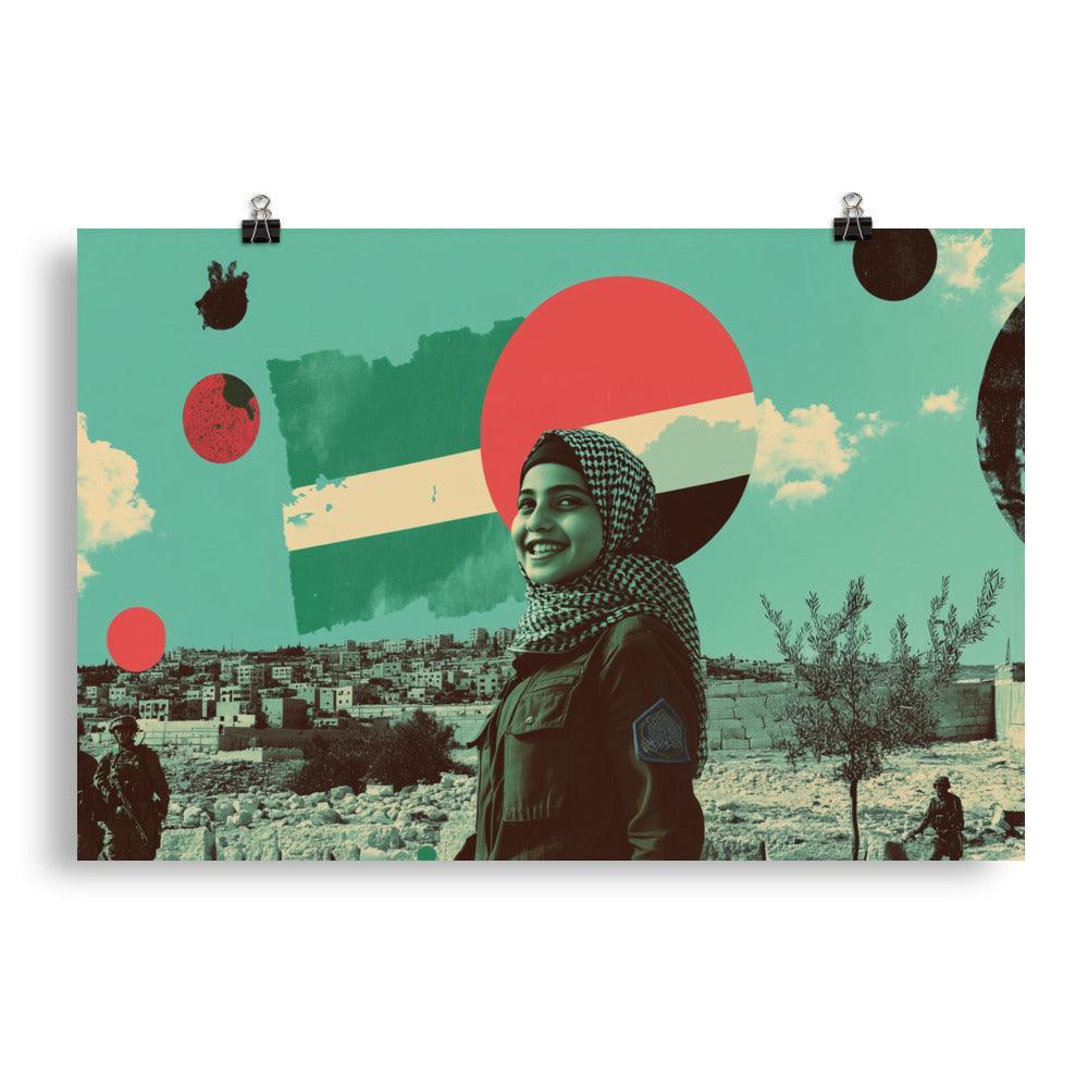 Palestinian Girl Smiling Pop Art Collage Poster - Oh Posters