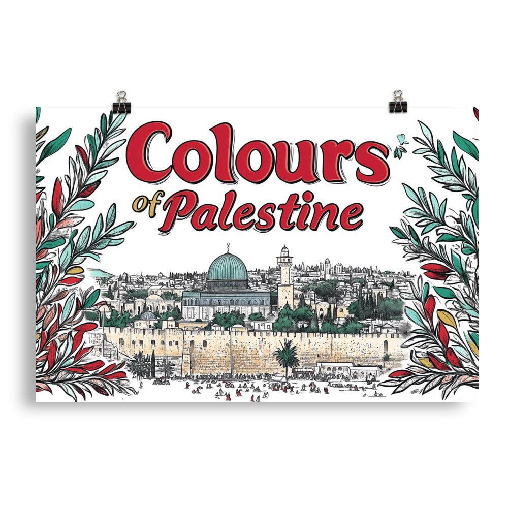 Colours of Palestine Jerusalem Cityscape Illustration Poster - Oh Posters