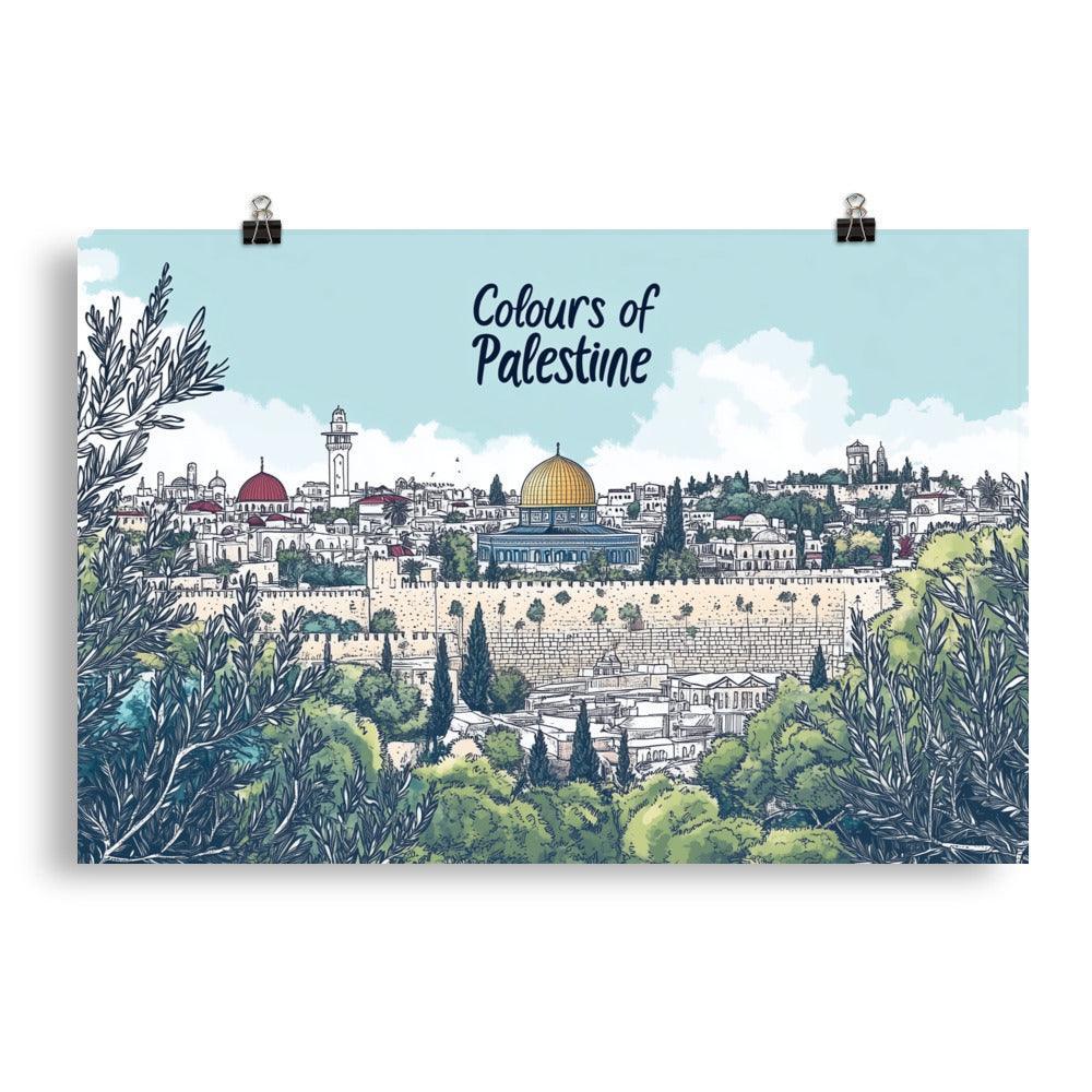 Colours of Palestine Dome of the Rock Landscape Art Poster - Oh Posters