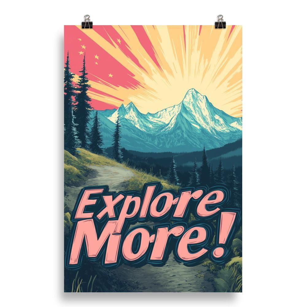 Explore More Mountain Sunset Scene with Pathway and Pink Sky Poster - Oh Posters