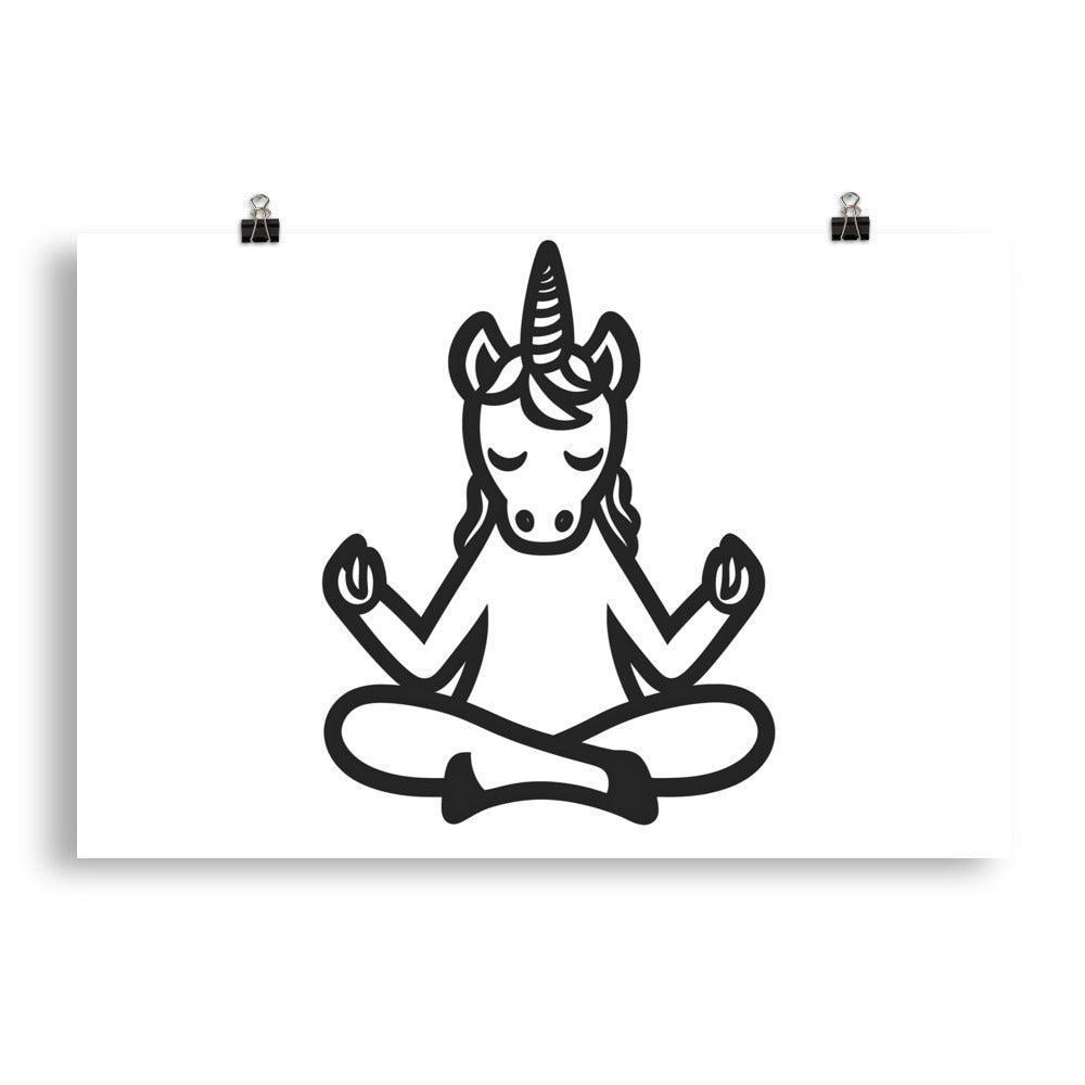 Unicorn Yoga Pose Serenity Zen Meditation for Mindfulness Poster - Oh Posters