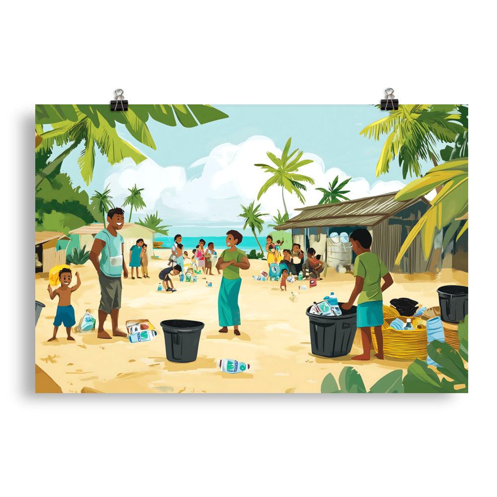 Community Beach Cleanup Day Vibrant Coastal Gathering Poster - Oh Posters