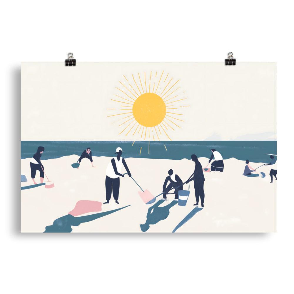 Beach Cleanup Community Sun Fun Coastal Care Inspiration Poster - Oh Posters