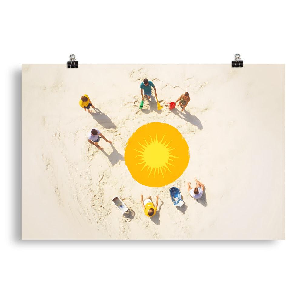 Beach Cleanup Sun Teamwork Vibrant Community Poster - Oh Posters