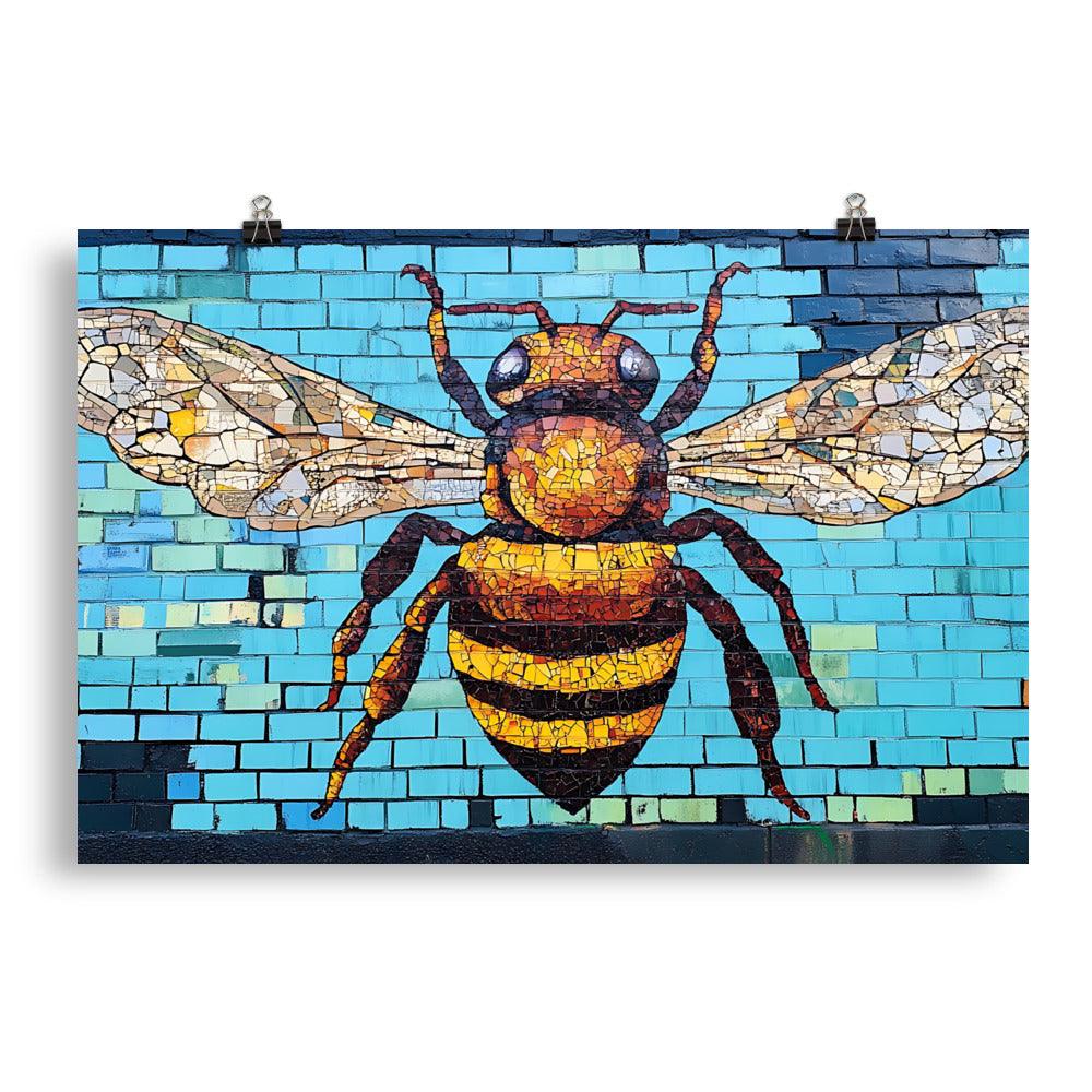 Manchester Iconic Bee Street Art Tribute Vibrant Urban Mural Poster - Oh Posters