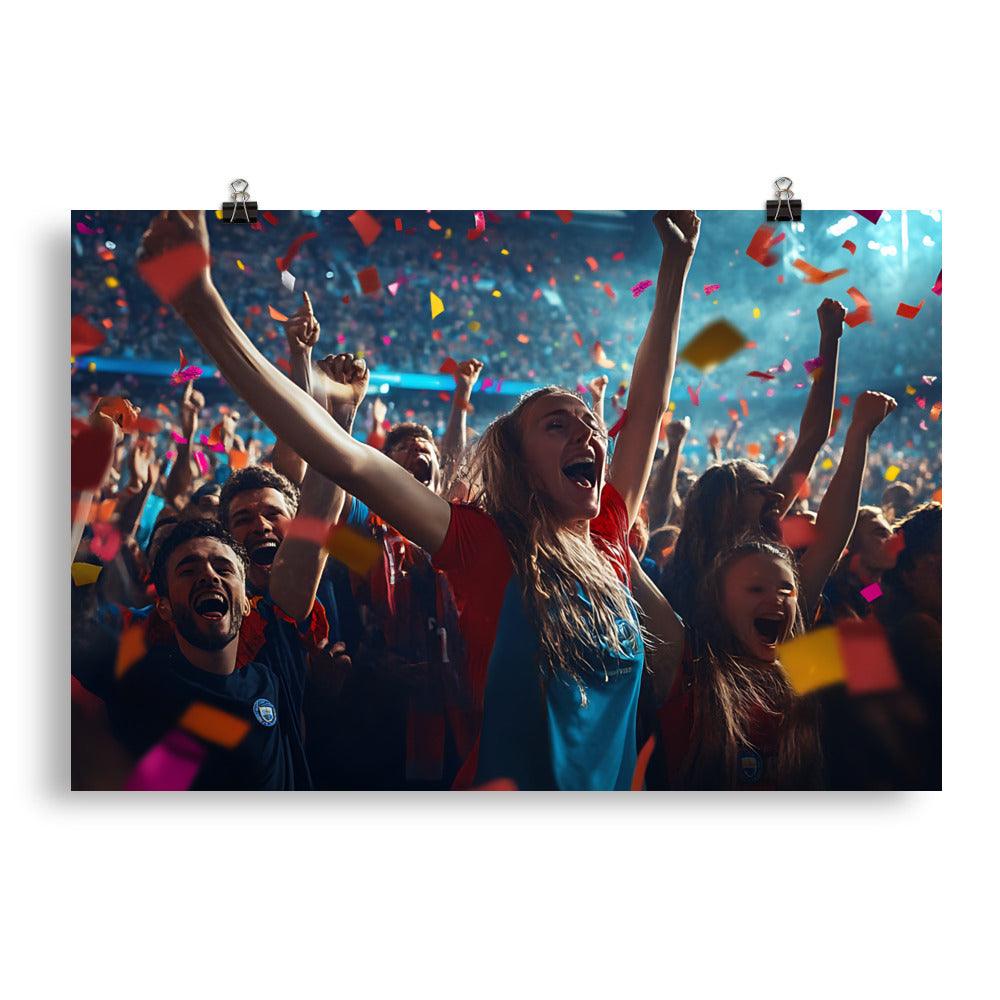 Manchester Football Celebration Crowd Energy and Excitement Poster - Oh Posters