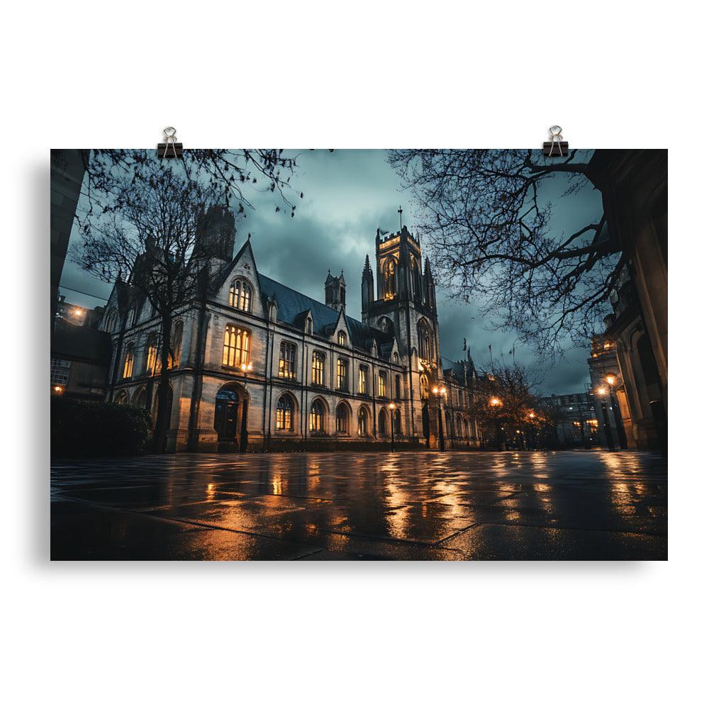 Manchester Gothic Night Architecture Poster - Oh Posters