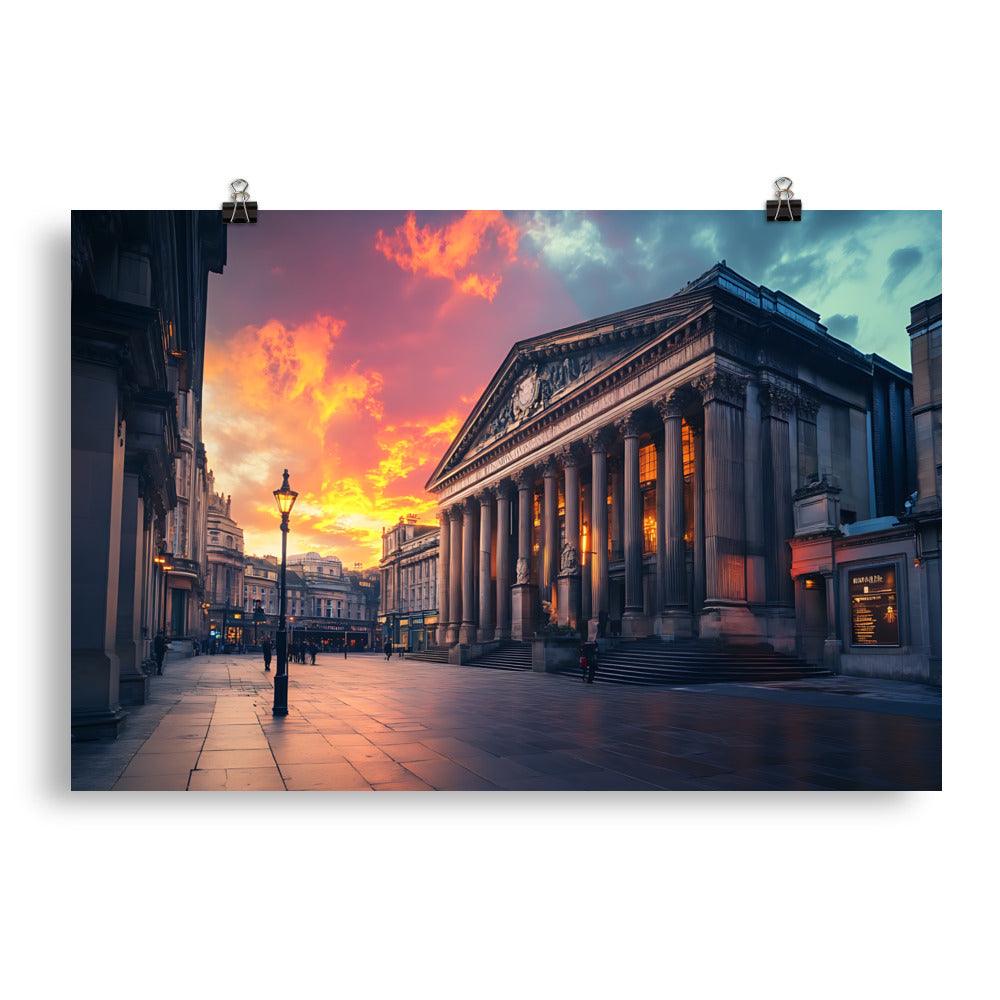 Manchester Cityscape at Dusk with Historic Architecture Poster - Oh Posters