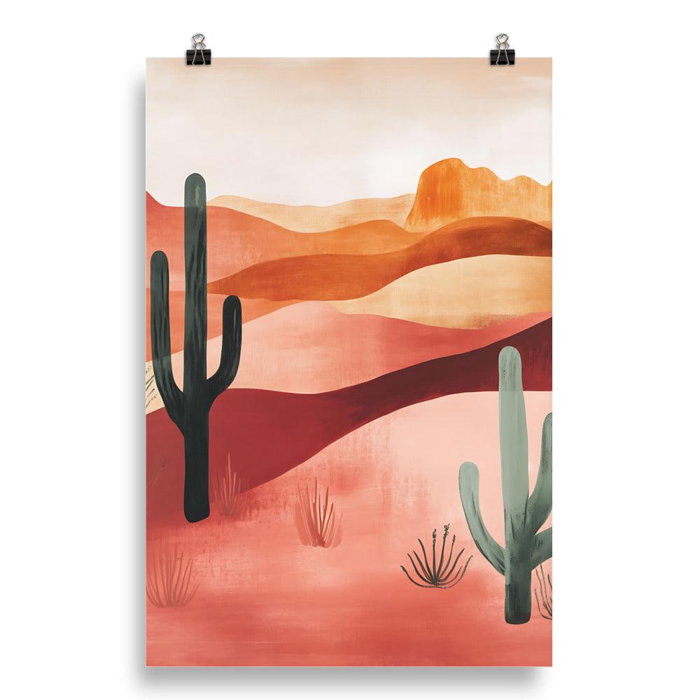 Boho Desert Landscape Cactus Serenity in Warm Earth Tones Poster - Oh Posters