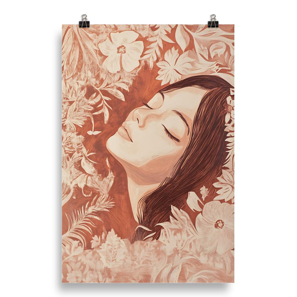 Boho Floral Serenity Dreamscape in Earthy Tones Poster - Oh Posters
