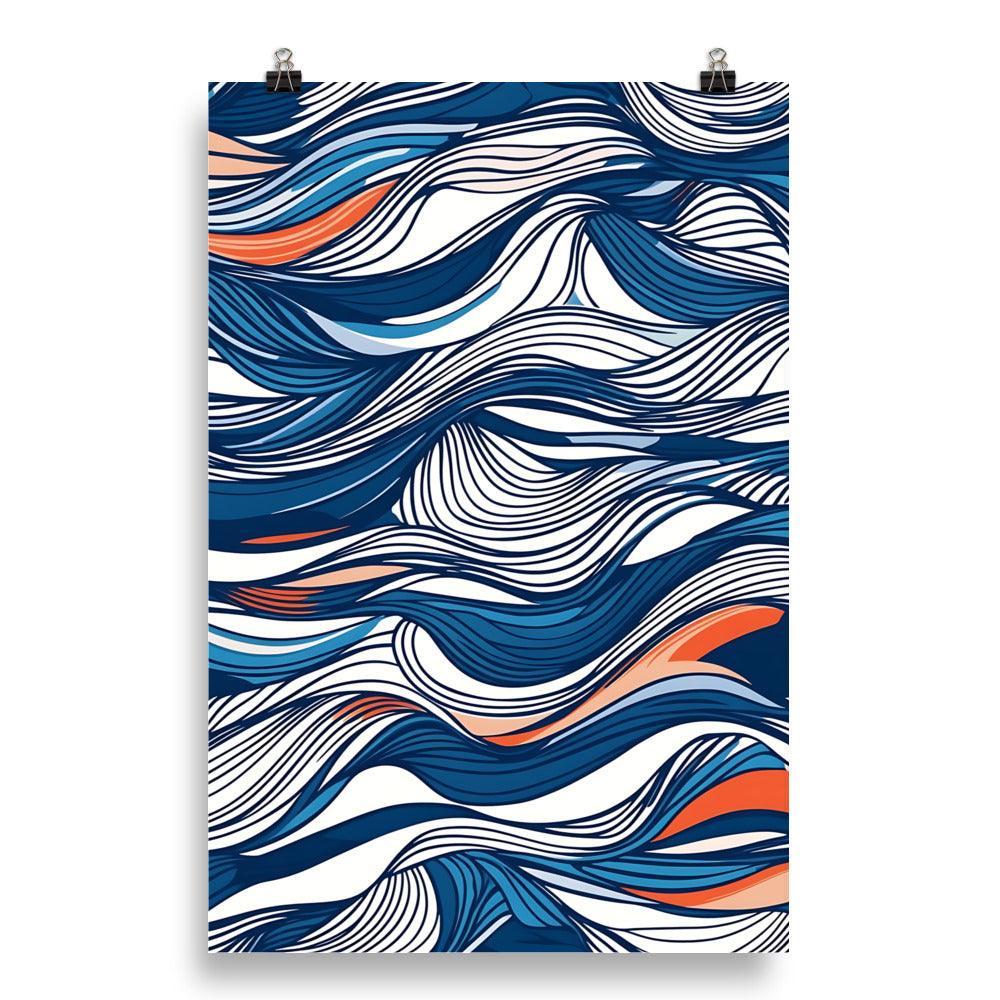 Boho Ocean Waves Abstract Art Flowing Patterns for Free Spirits Poster - Oh Posters