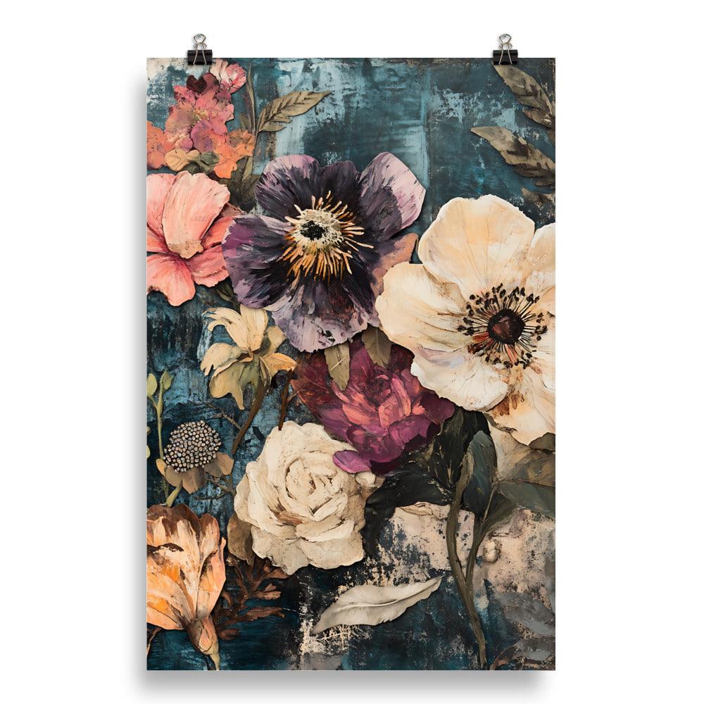 Boho Floral Dreams with Vibrant Blooms and Rustic Charm Poster - Oh Posters