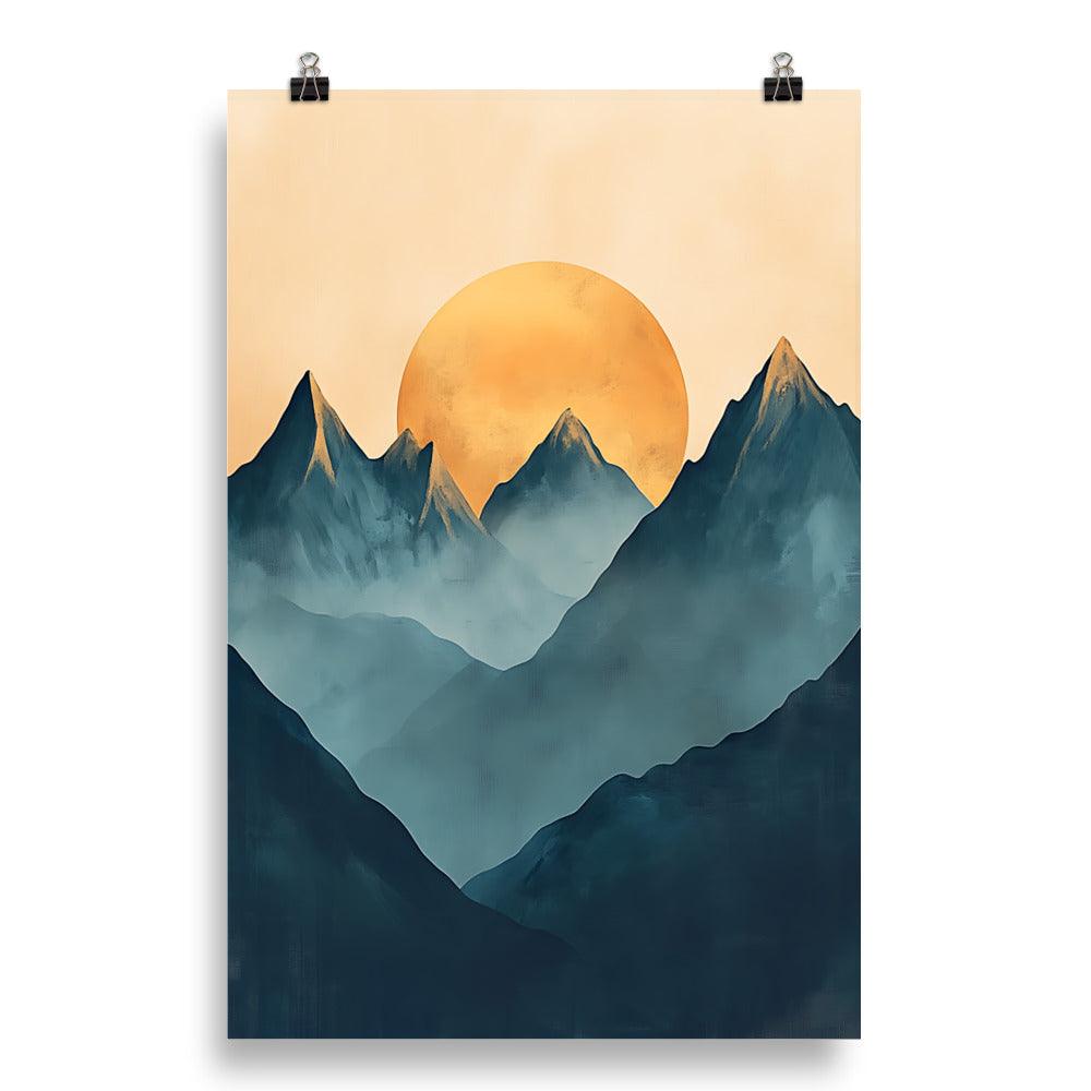 Boho Mountain Sunrise Serenity Canvas Art Poster - Oh Posters