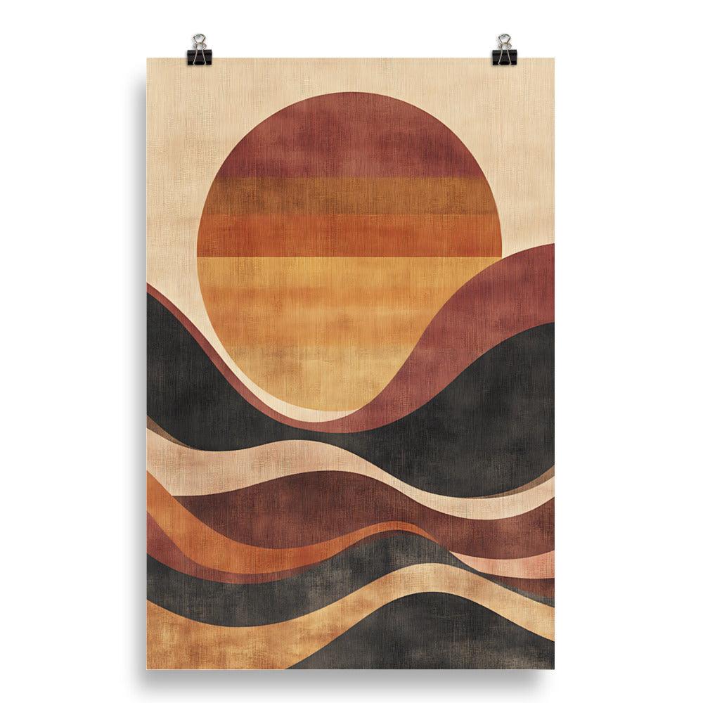 Boho Sunset Waves Earth Tones Vibes Poster - Oh Posters