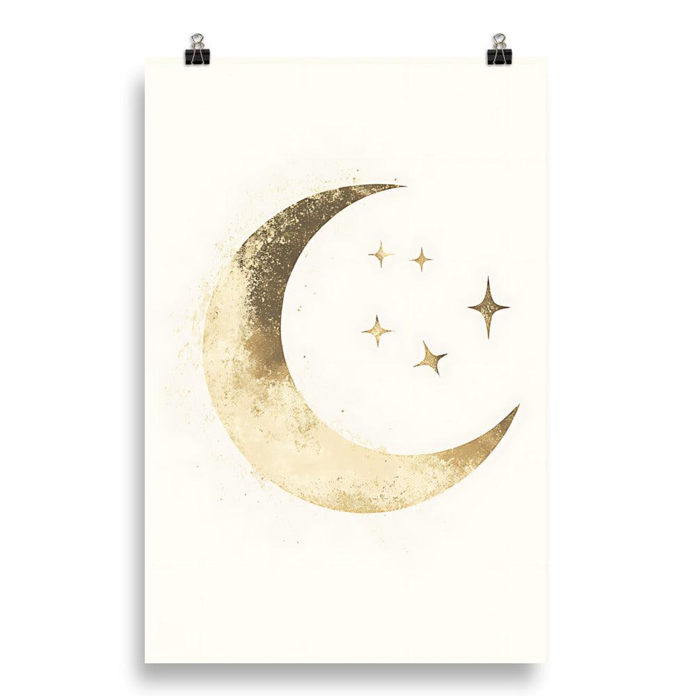 Boho Moon and Stars Celestial Vibe Poster - Oh Posters