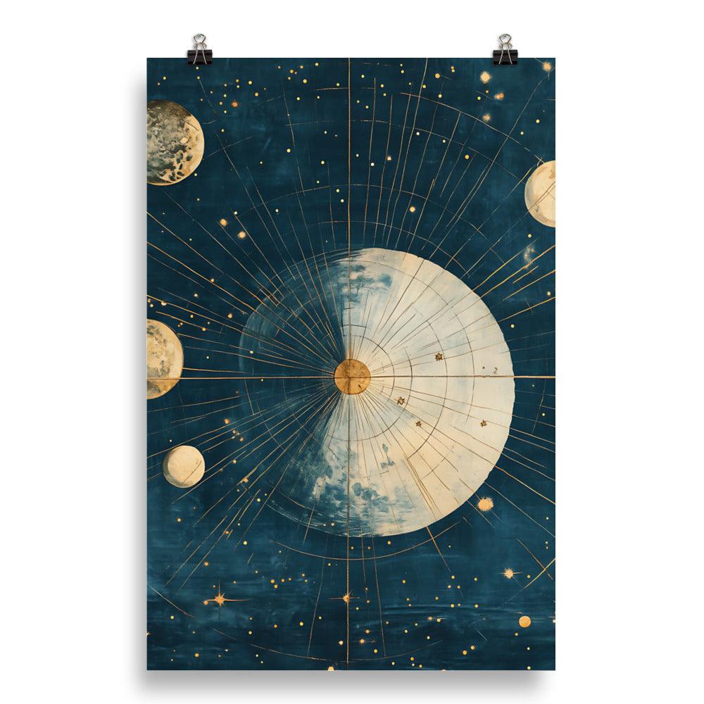 Boho Celestial Moon Phases Cosmic Exploration Poster - Oh Posters