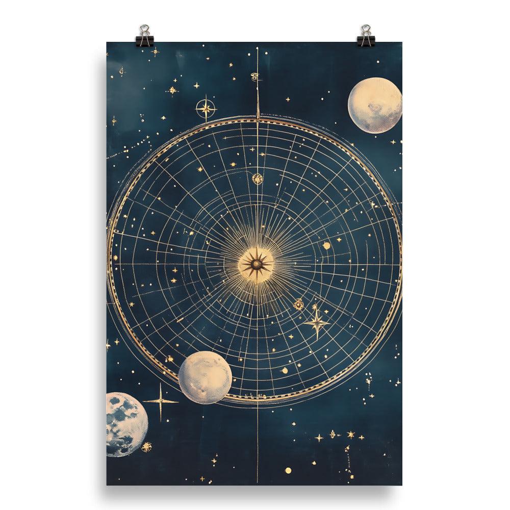 Boho Celestial Map with Moon Phases and Stars for Astrology Enthusiasts Poster - Oh Posters