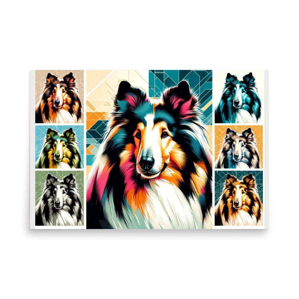 Rough Collie Dog Collage Line Vibrant Art Styles Poster - Oh Posters