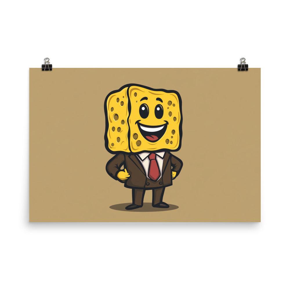 Happy Sponge Businessman Cartoon Illustration Poster - Oh Posters