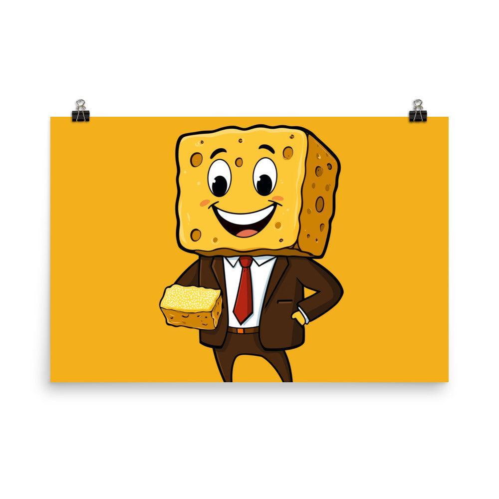 Sponge Cartoon Character in Business Suit Digital Art Poster - Oh Posters