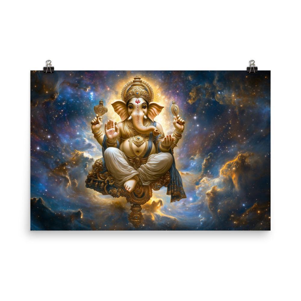 Cosmic Ganesh in a Starry Universe Fantasy Divine Art Poster - Oh Posters