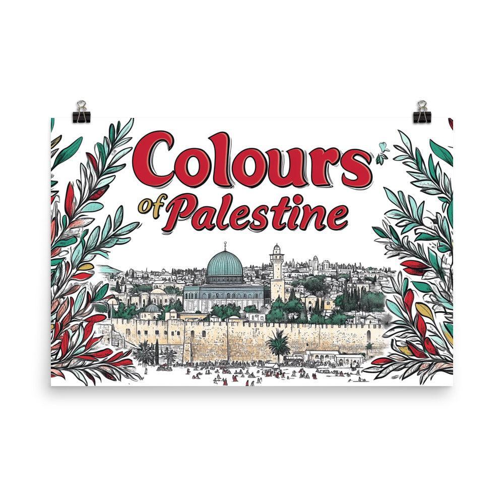 Colours of Palestine Jerusalem Cityscape Illustration Poster - Oh Posters