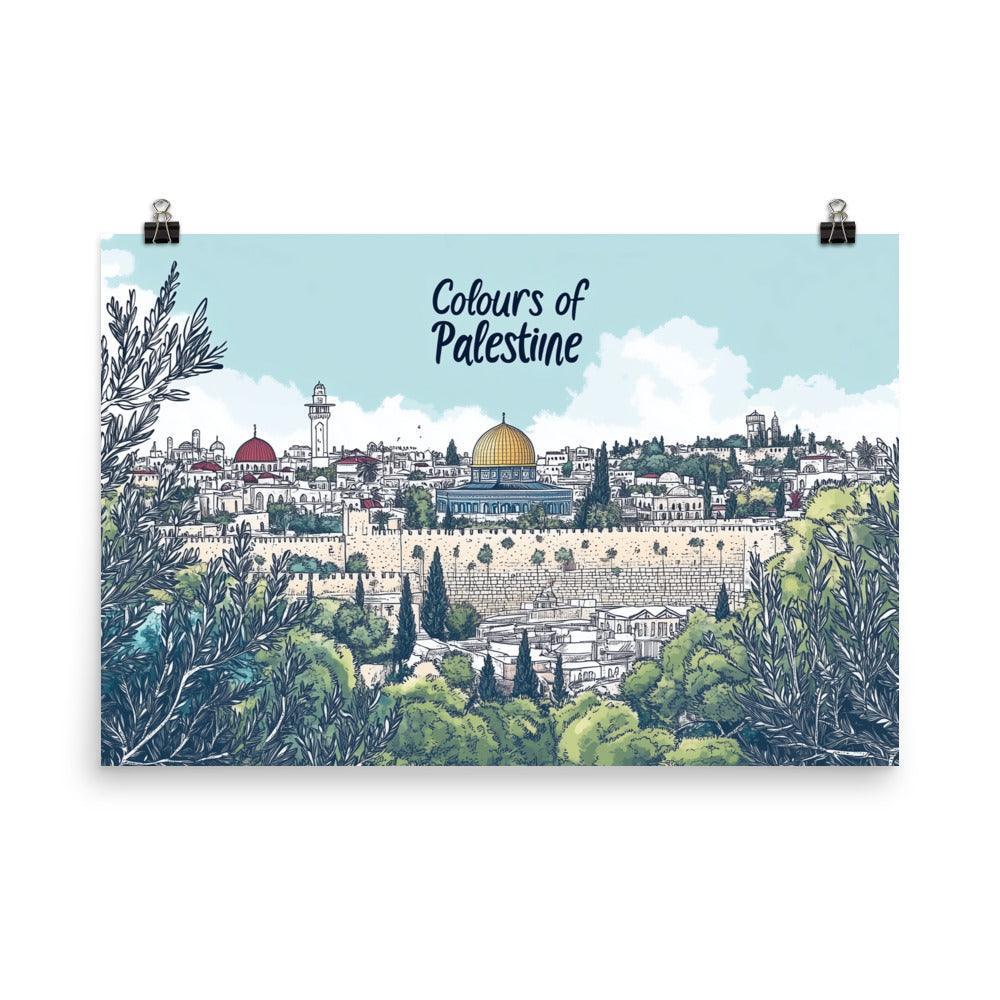 Colours of Palestine Dome of the Rock Landscape Art Poster - Oh Posters