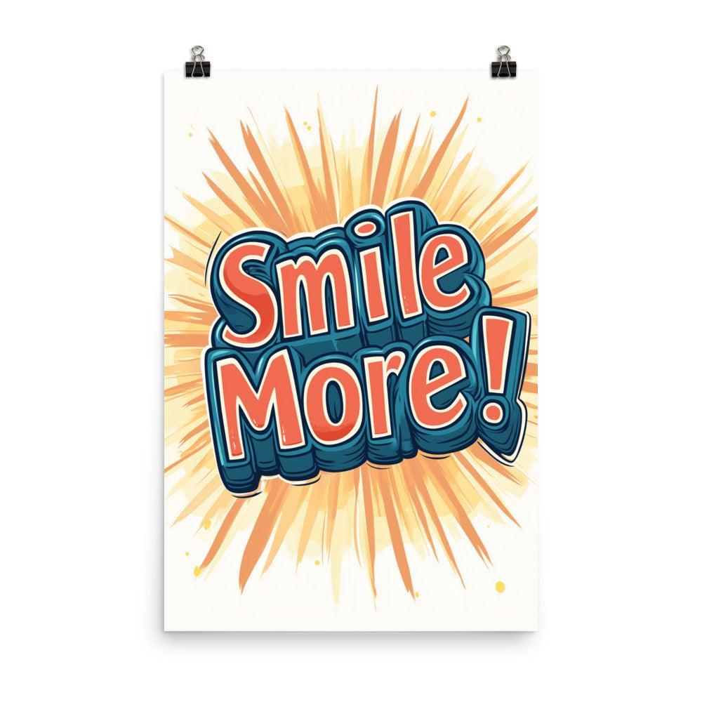 Smile More Playful Typography with Bright Sunburst Poster - Oh Posters