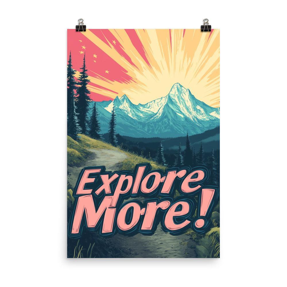 Explore More Mountain Sunset Scene with Pathway and Pink Sky Poster - Oh Posters