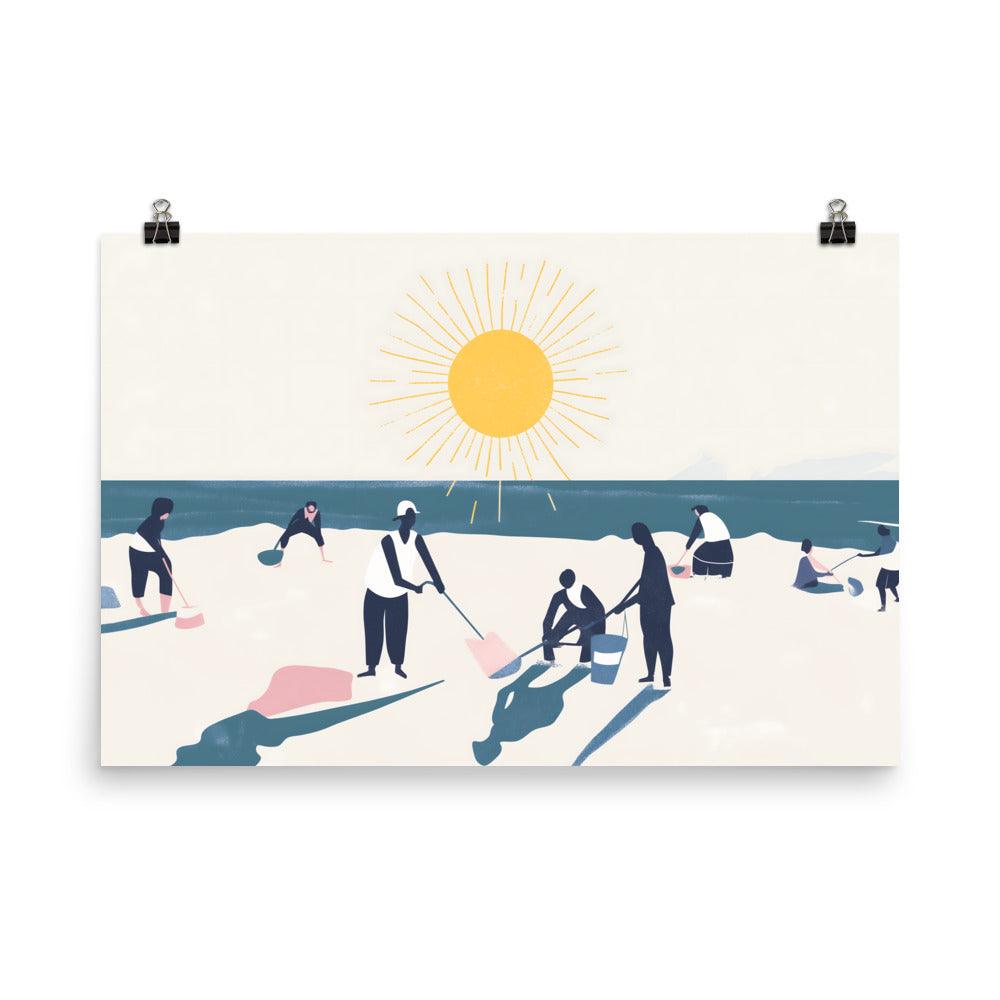 Beach Cleanup Community Sun Fun Coastal Care Inspiration Poster - Oh Posters